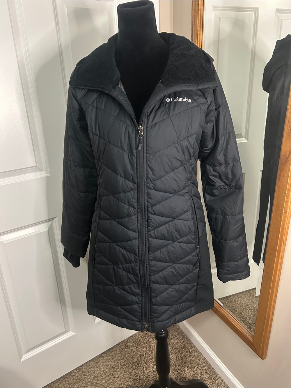 Columbia Women's Black Quilted Long Puffer Jacket